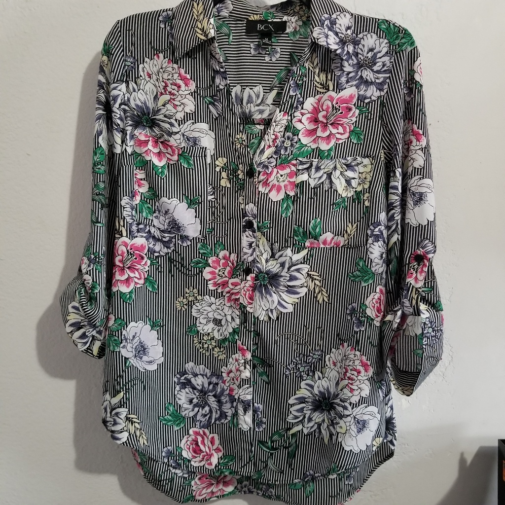 Bcx Flora Button Down Top